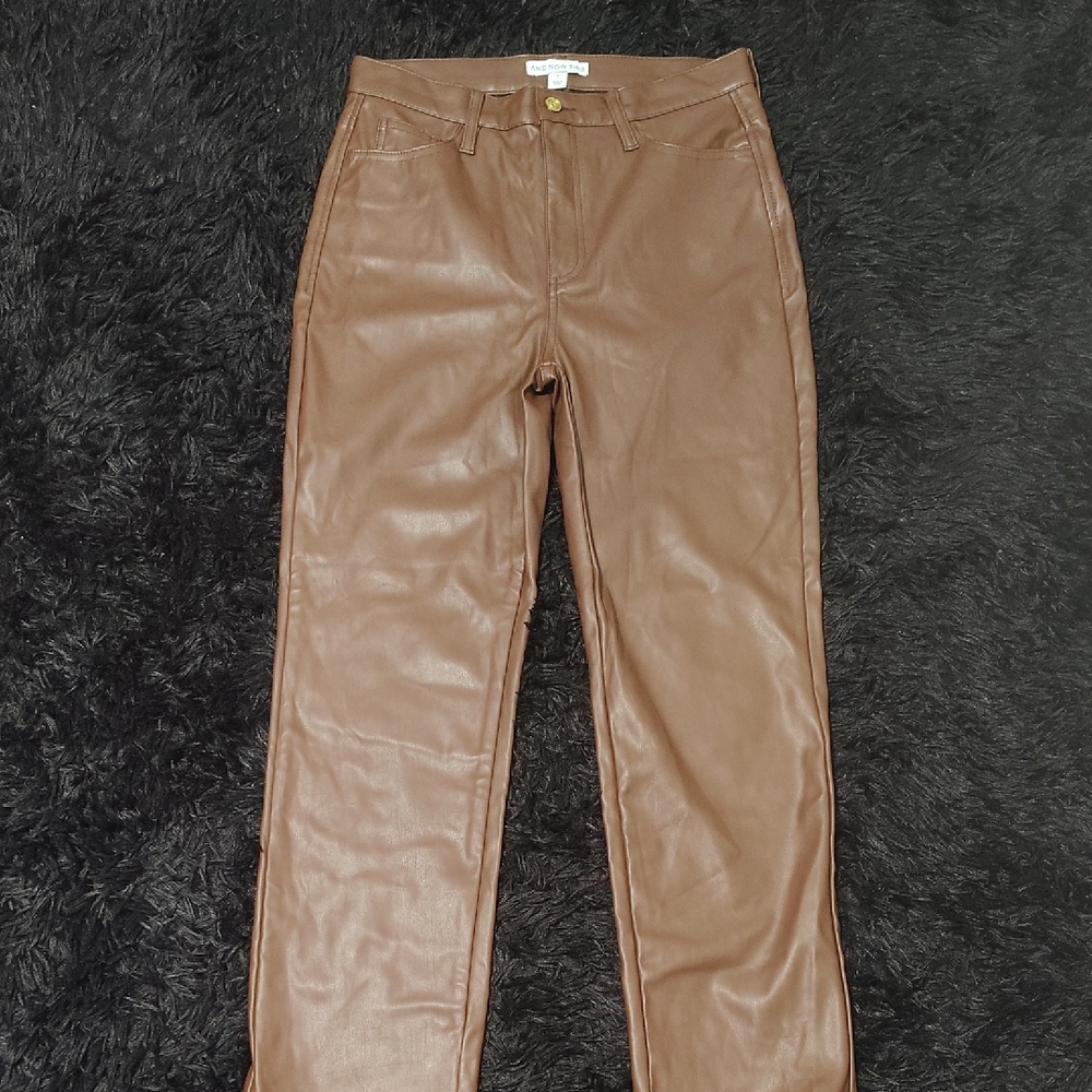 Brown Leather Women Jeans